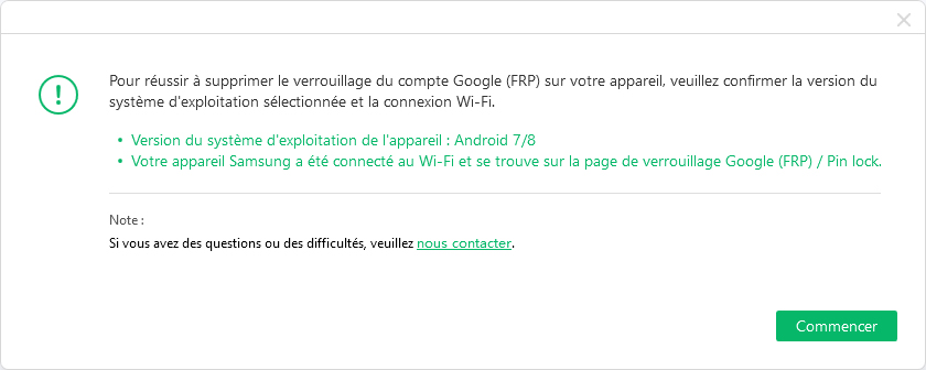 confirmer les informations d'appareil
